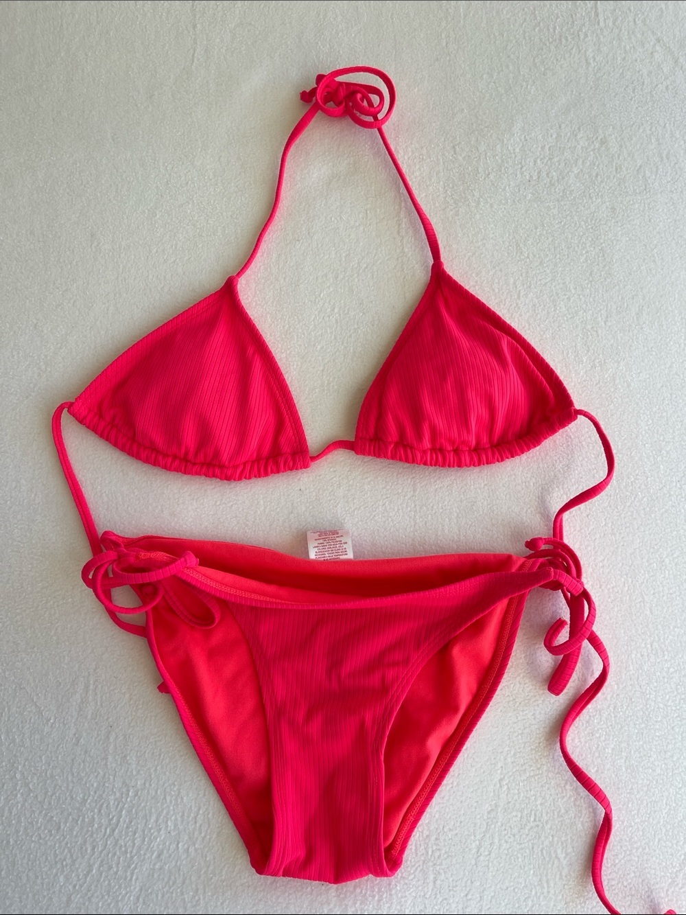 Xhilaration Hot Pink Ribbed String Bikini Set Size Medium